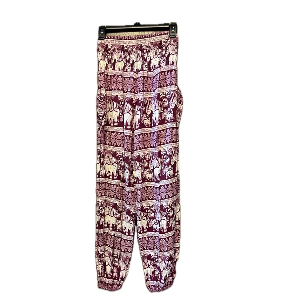 Harem pants burgundy and white small